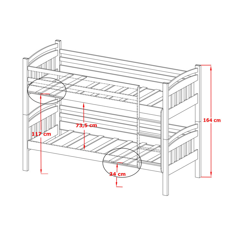Lambert 90 x 190 cm Standard Bunk Bed and Mattress, White