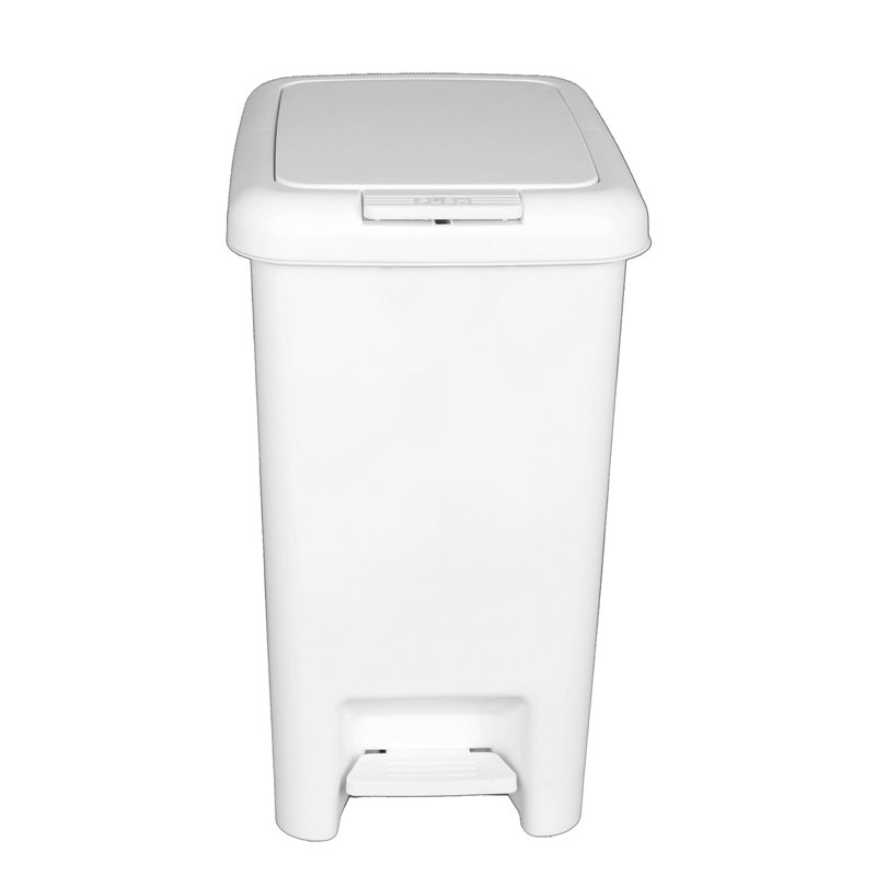 Plastic Step On Rubbish Bin, 15 L, White