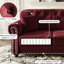 Velours de 63 po de style bourgogne 63 po avec garniture cloutée, roulé et à boutons, 2 places, moderne Mid-Century, construction, éponge résiliente haute densité, oreillers inclus