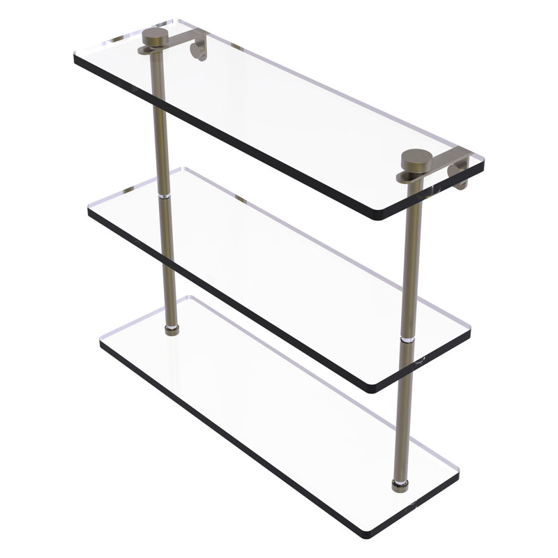 Gober 3 Piece Tiered Shelf, Antique Brass, 16"