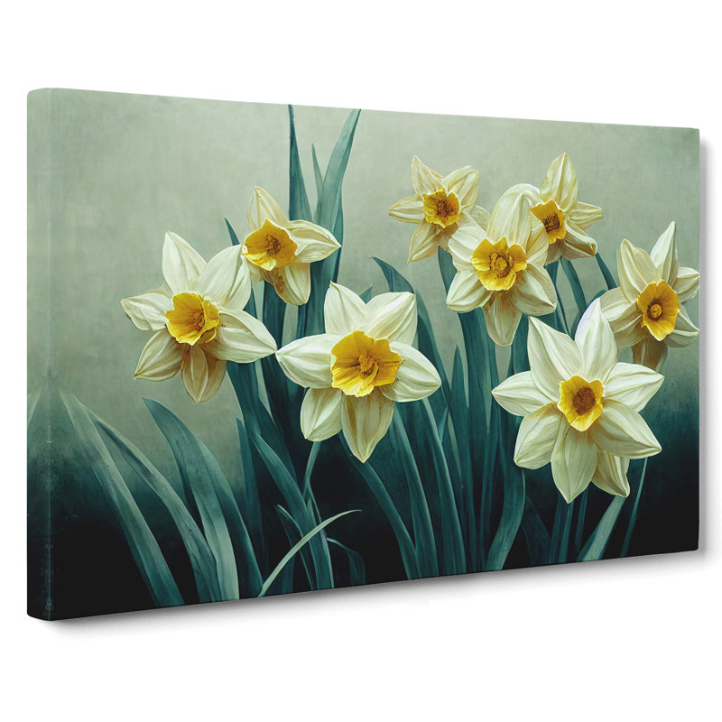 Fanciful Daffodil Flowers - Wrapped Canvas, 40cm H x 60cm W x 3cm D