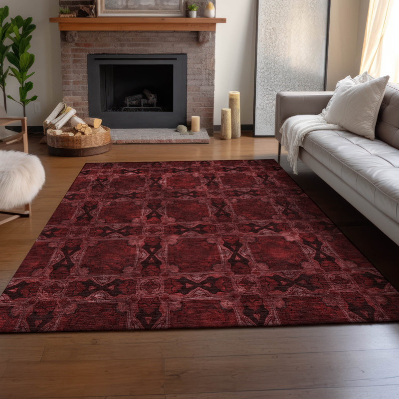 Cerrito AMF564 Premium Burgundy Area Rug, Rectangle 2 pi 6 po x 3 pi 10 po