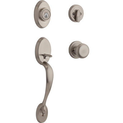 Handleset with Deadbolt and Door and Rosette