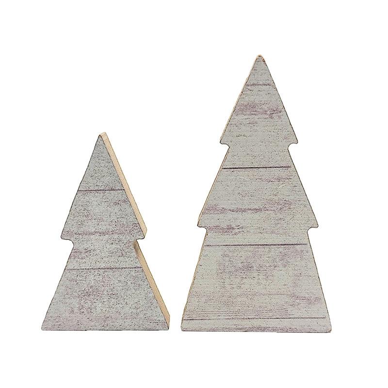 White Shiplap Mini Set of 2 Wooden Trees Farmhouse Christmas Decorations Holiday Home Decor