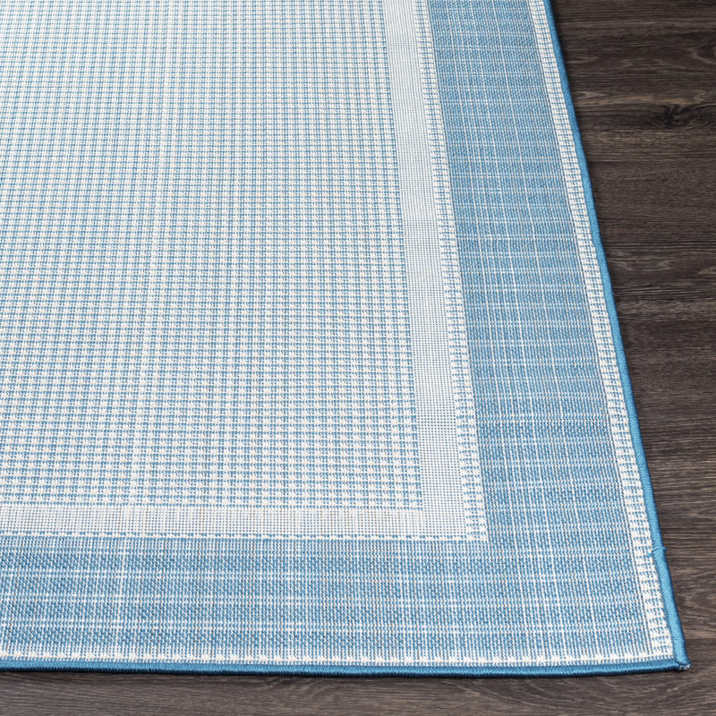 Tapis intérieur / extérieur bleu clair / bleu marine Jalisa, Rectangle 5 pi 3 po x 7 pi
