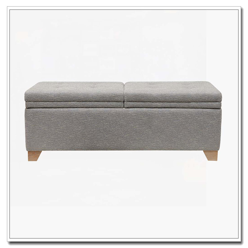 Boucle Oval Flip Top Storage Bench, Gray