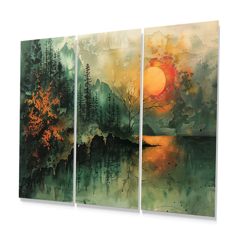 Charron - ensemble d'art mural paysage abstrait, Métal métal, H 28 po x l 36 po x P 1 po