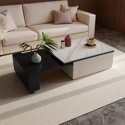 Hidden Expandable Coffee Table with Mute Casters