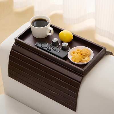 Bamboo Couch Arm Tray Table,Foldable Sofa Armrest Tray Table For...