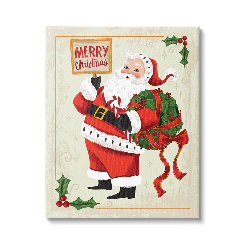«Merry Christmas», art mural rétro sur toile flottante par Arrolynn Weiderhold, H 30 po x l 24 po x P 1,5 po, Toile tendue