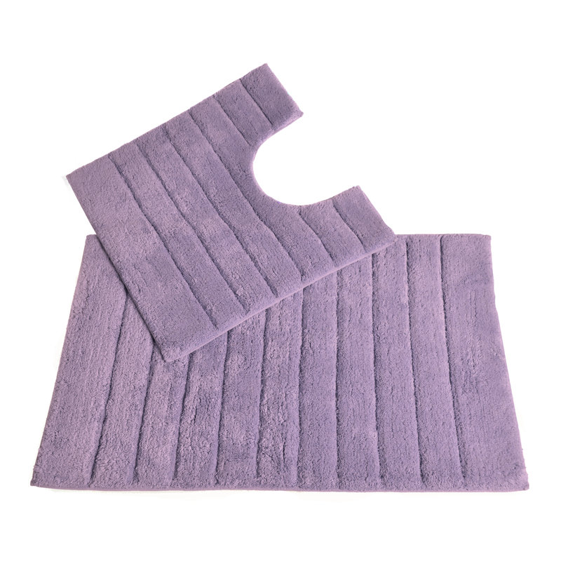 Mirianna Linear Ribbed Two Piece Bath Mat Set, Heather