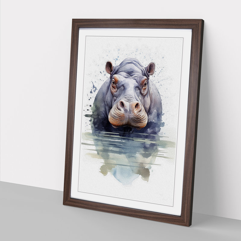 Hippo Geometric - Framed Print
