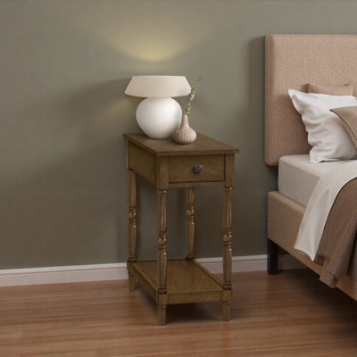 Table d'appoint, table de bout à 2 niveaux, table de bout, table de chevet, chambre à coucher, étroite, lampe, tiroir de rangement, traditionnel