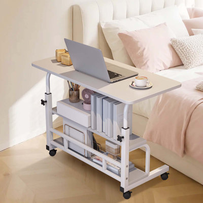 Home Office Portable Rolling Desk on Wheels Adjustable Height Mobile Computer Desk for Small Space Small Standing Desk
