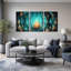 Art mural sur toile en forme de caverne en cristal avec fleurs lumineuses-2077783950