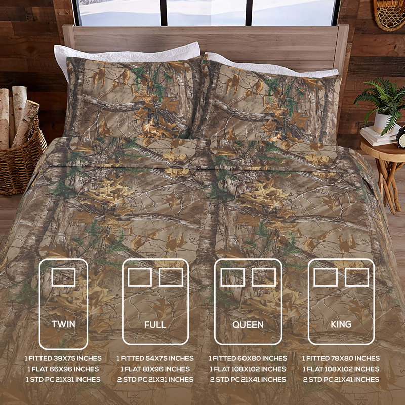 Ensemble de literie Realtree Xtra Camo, Ensemble de draps pour grand lit + un drap-housse 