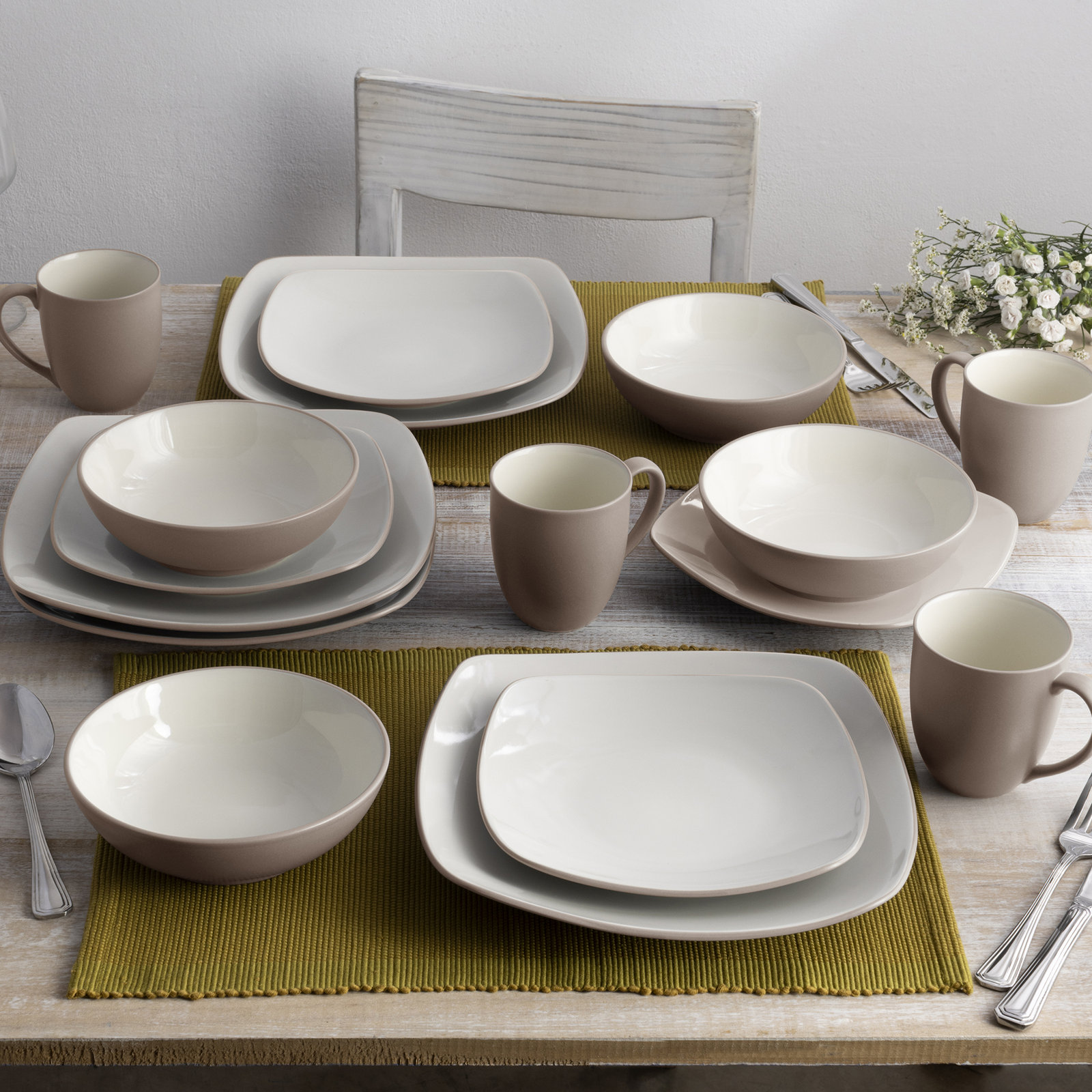 Colorwave Stoneware Dinnerware Set - Service for 1, Clay