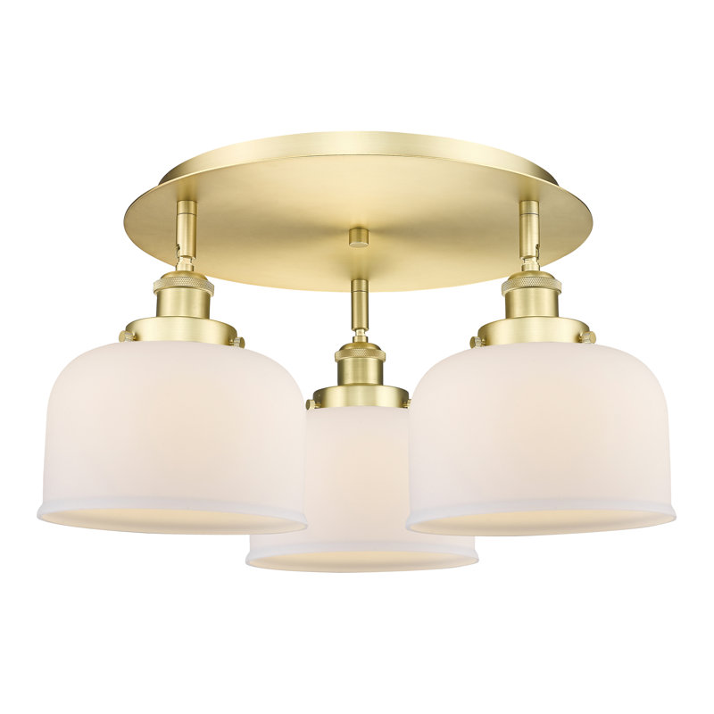 Bejtullah Glass Flush Mount, Matte White, Satin Gold