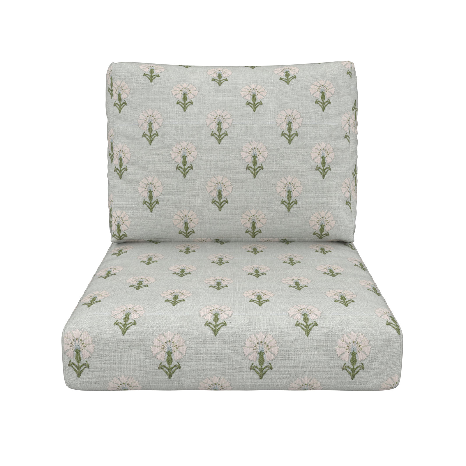 Amala 25" Floral Sunbrella® Seat and Back Cushion, 25.5" x 25.5", Mira Celeste