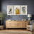 Mid Century Modern Boho "Vibrant Green Yellow Abstract Dandelion Artwork, Modern Chic Living Room Wall Pictures, Large Framed Canvas Giclee Print 3 Pieces Wall Art Set"  16"x24"x3 pcs, 24"x36"x3 pcs-87392605-87392604-119390182
