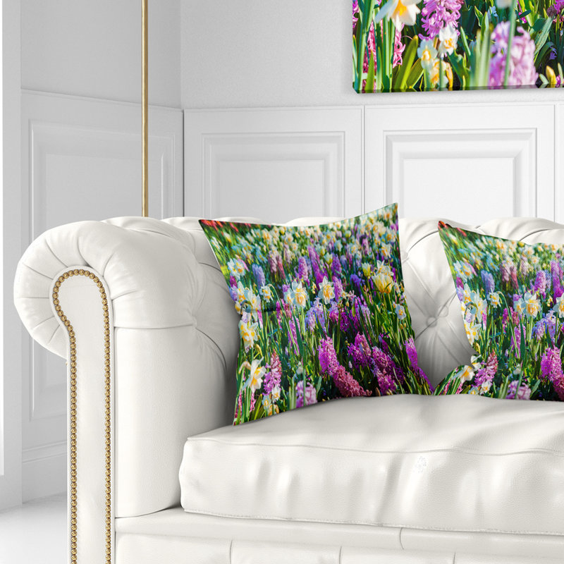 Spring Flowers in Keukenhof Park - Floral Printed Pillow, 16" x 16", Throw Pillow