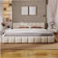 Élégant lit rembourré avec un design en damier, offrant un confort moelleux et un style intemporel pour une chambre à coucher relaxante-927242655-927242643