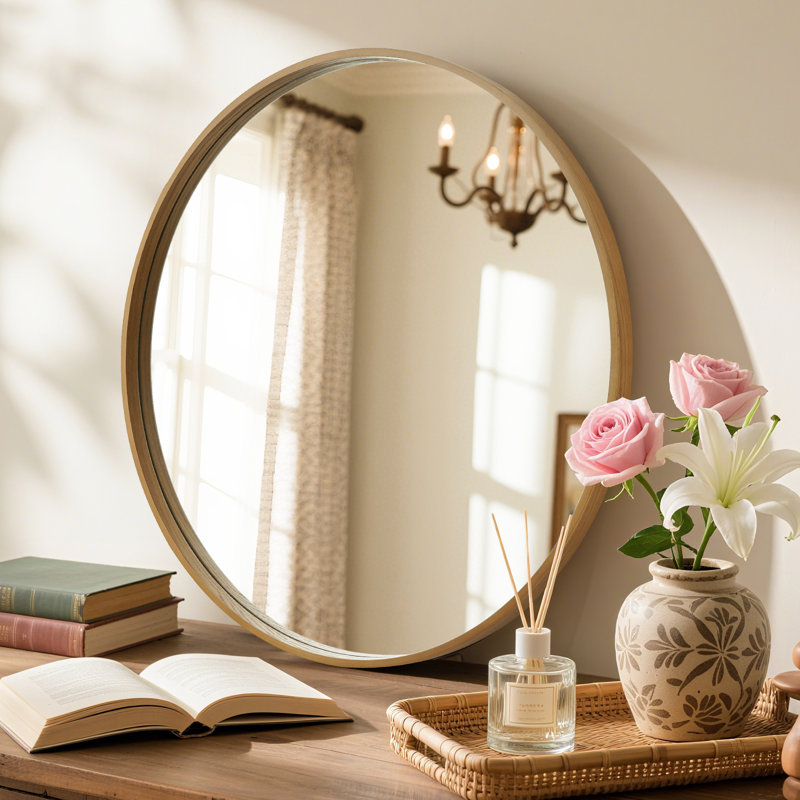 Miroir Karrina, Bois naturel, 24 po x 24 po