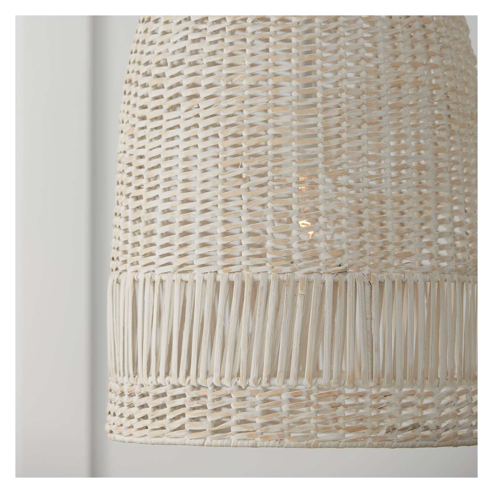 Hasley Single Light Rattan Dimmable Pendant, White