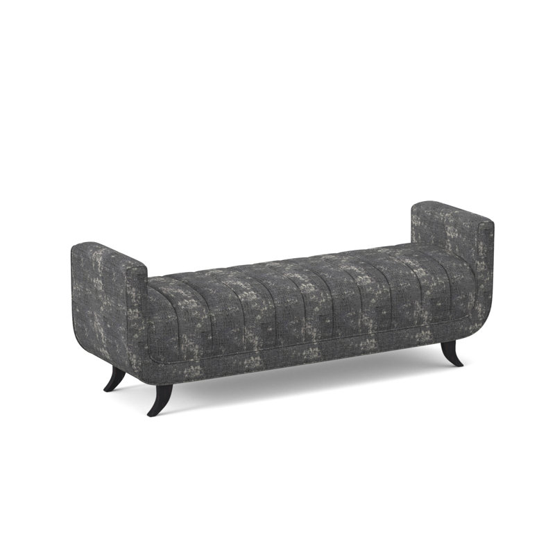 Salon Upholstered Bench, Vintage Ebony, Filigree Ivory