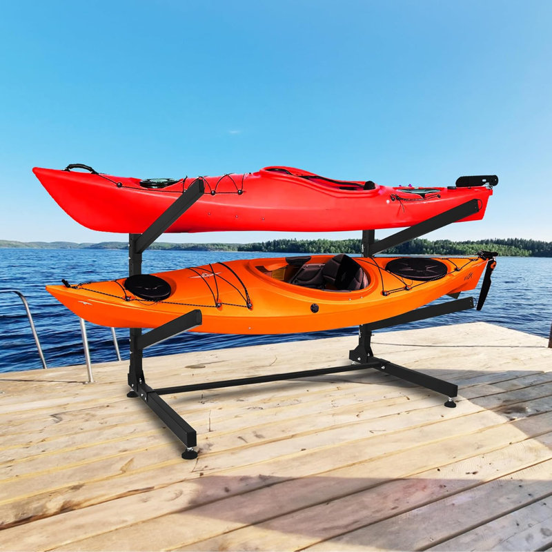 Support de rangement autoportant pour kayaks - Organisateur vertical à 2/3/4 niveaux pour kayaks, canoës et planches à pagaie, support intérieur / extérieur robuste avec rembourrage en mousse protectrice