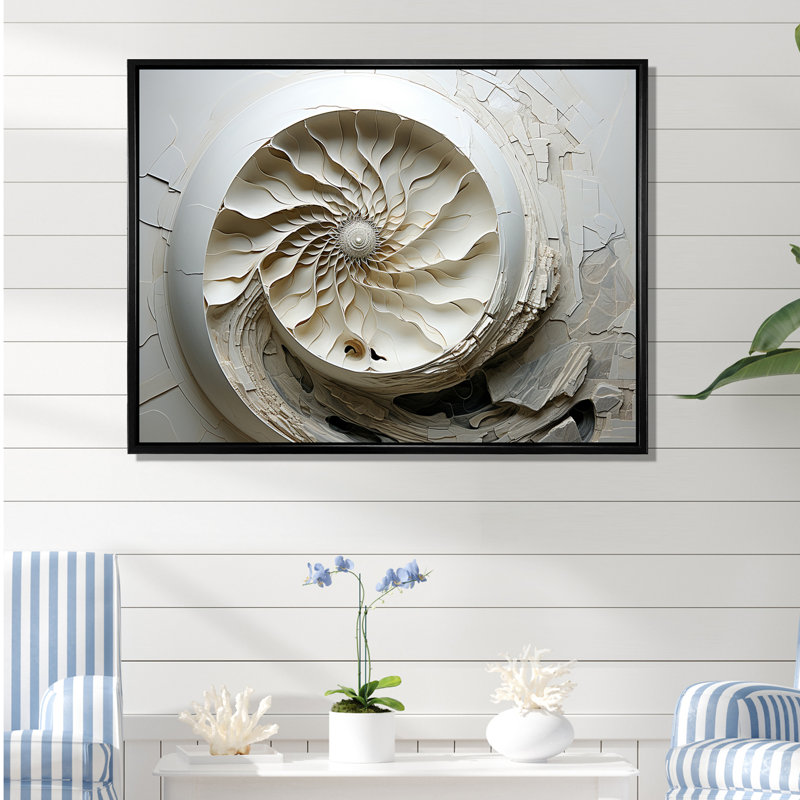 «Abstract Snails Nautilus II», reproduction sur toile, Cadre flottant noir, H 12 po x l 20 po x P 1 po