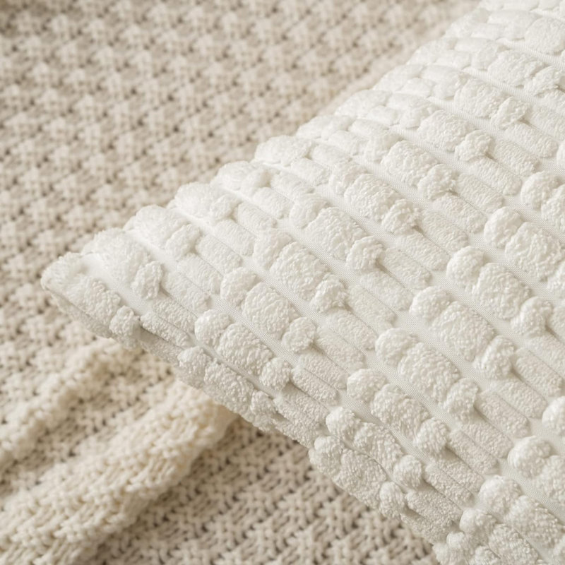 Polyester Twill Geometric Shapes Pillowcase, White