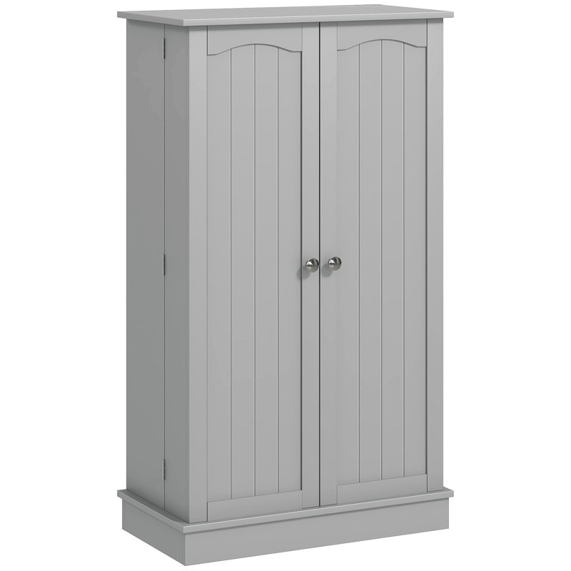 Armoire de cuisine autoportante moderne avec 12 tablettes de porte, Gris