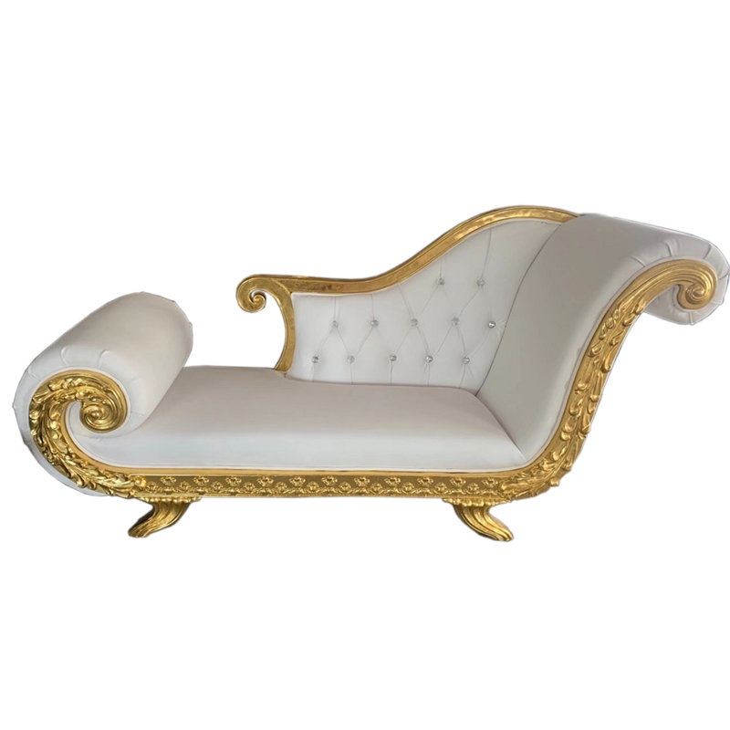 Chaise longue à accoudoirs roulés Bardisa, Or