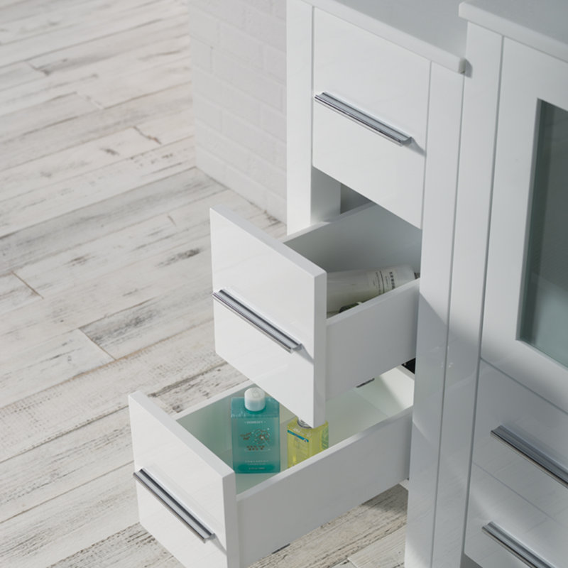 Mance 48.25'' Single Bathroom Vanity with Ceramic Top, Glossy White