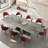 9 - Piece Marble Dining Table Set with 110” Rectangular Extendable Sintered Stone Top 8 Leather Chairs-983694610-984052870