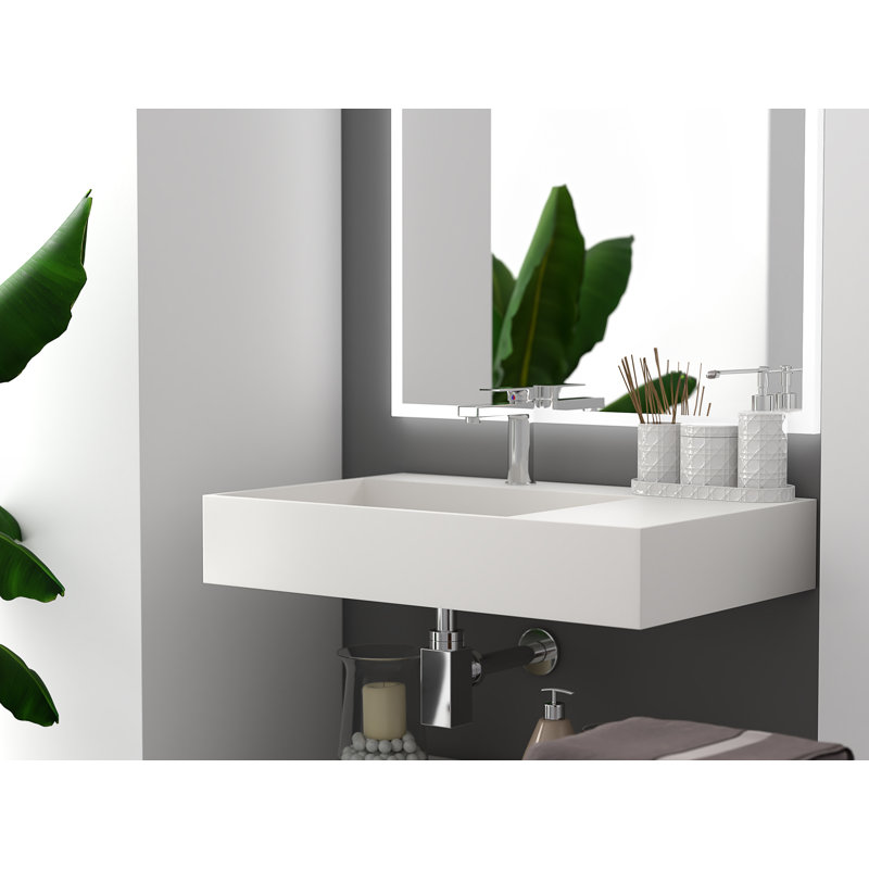 Lavabo de salle de bain mural à surface flottante avec drain dissimulé 24 po Juniper - Blanc, Blanc