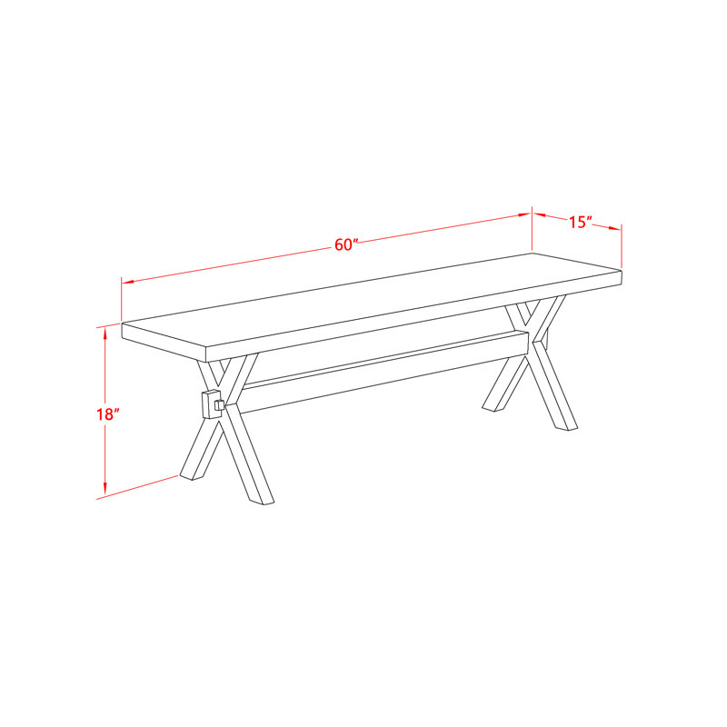 Jemotte Solid Wood Top Trestle Dining Set, Distressed Jacobean, 30" H x 60" L x 36" W