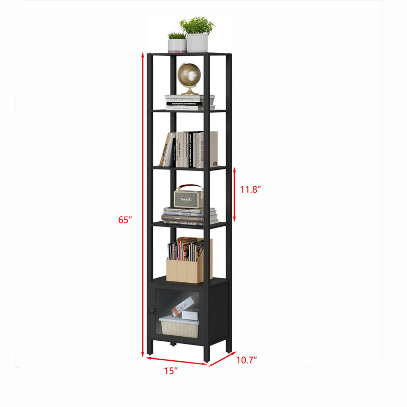 6 Tier Bookcase and Bookshelf, Black