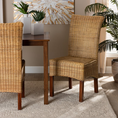 Chaise d'appoint en rotin et bois d'acajou Burvin