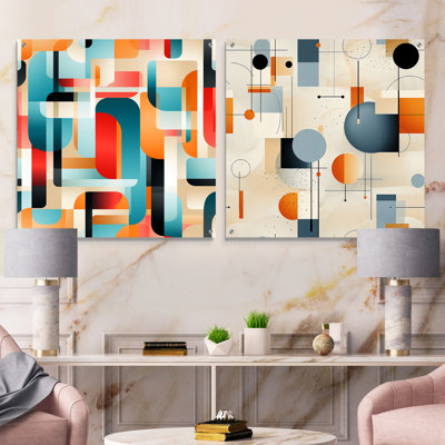 Urban Chic - Abstract Geometric Acrylic Wall Art Glass Set Of 2