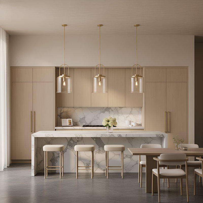 Anders 1 Light Kitchen Pendant In Midnight Black Finish With Clear Shade, Satin Brass