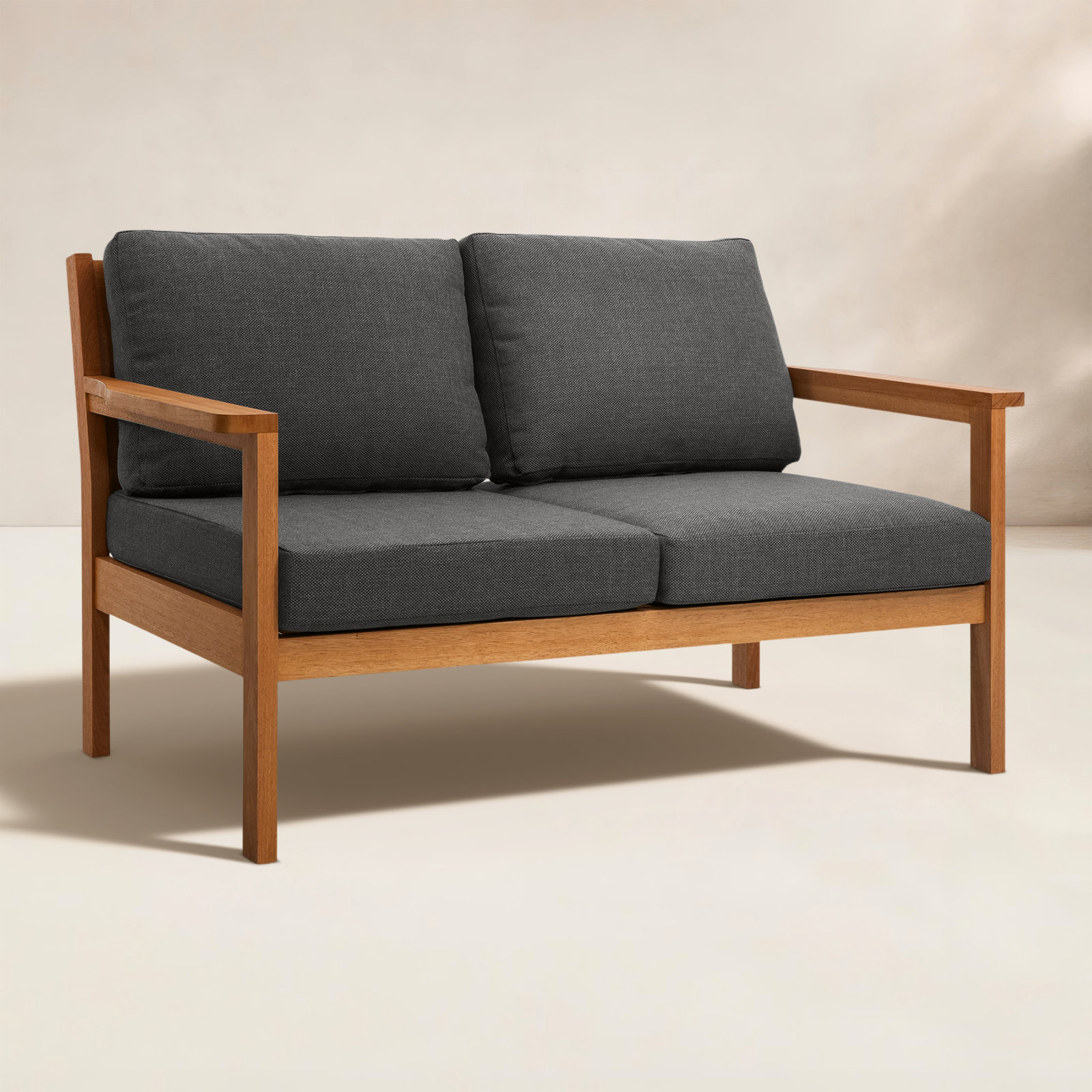 Lanie 53" Eucalyptus Outdoor Loveseat, Gray