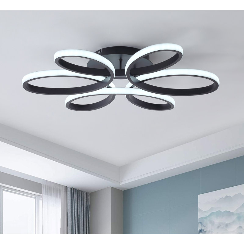 Aliana 1-Light 6000K 22.8" LED Flush Mount, Black