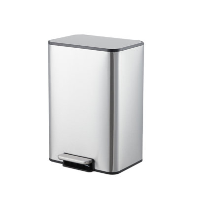 Slim Rectangular Stainless Steel Trash Can – Soft-Close Lid, Removable Inner Bucket, Foot Pedal