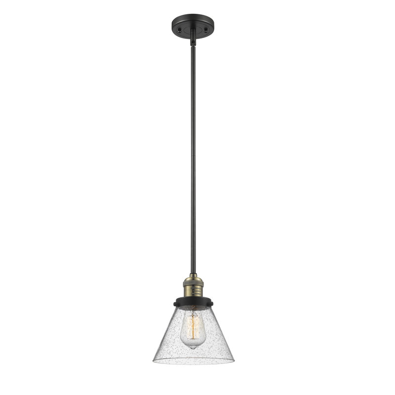 Luminaire suspendu conique à 1 lumière Mosley, Grainé, Ampoule DEL 6 watts Vinage, Laiton antique noir