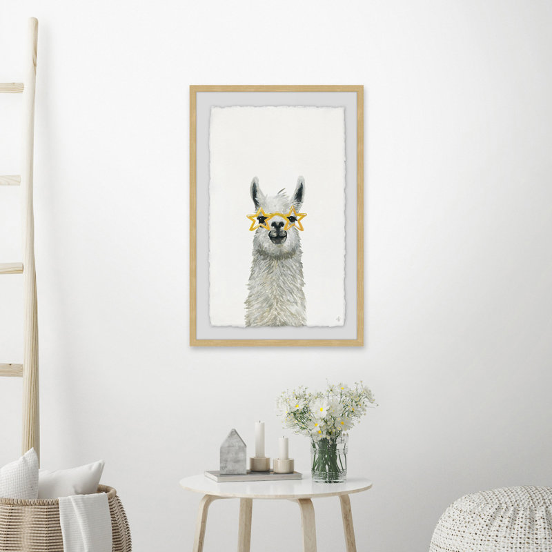 Perham «Yellow Star Llama», reproduction, H 12 po x l 8 po x P 1,5 po, Cadre brun