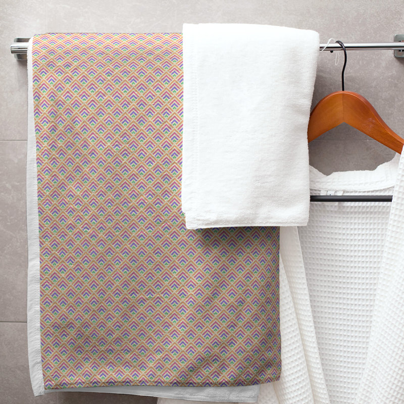 Serviette de bain géométrique katelyn elizabeth, Jaune et pastel
