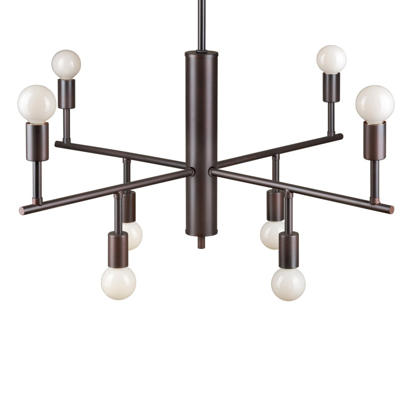 Lustre linéaire 8 lumières spoutnik modern Posey, Bronze antique