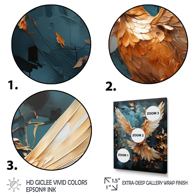 «Lovely Dove III» - art mural colombe, Cadre flottant doré, H 32 po x l 24 po x P 1 po